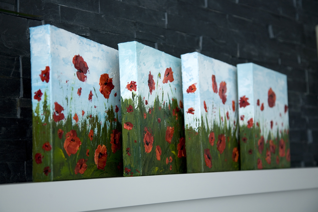 1250x833 How To Paint Poppy Flowers With Acrylic Paint And A Palette Knife - Red Poppy Painting Canvas