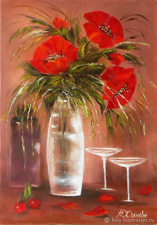 604x864 Red Poppies Paintings Canvas, Wall Art Poppies Flowers Painting - Red Poppy Painting Canvas