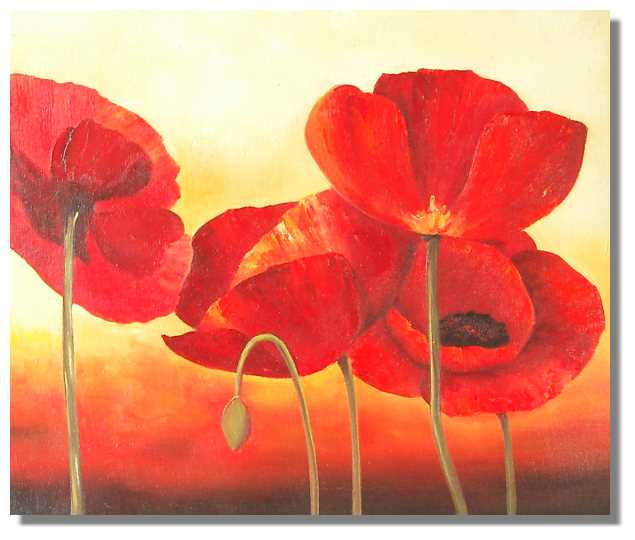 635x540 Dancing Red Poppy Poppies Flower Painting On Canvas - Red Poppy Painting Canvas