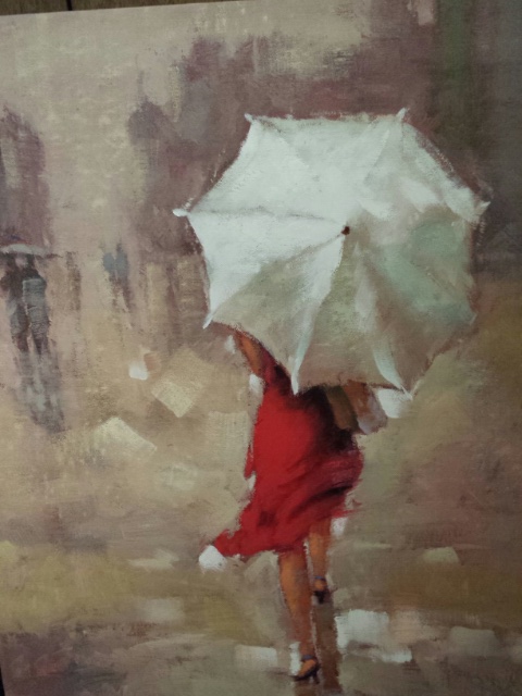 480x640 Large Oil Painting On Canvas - Red Rain Painting