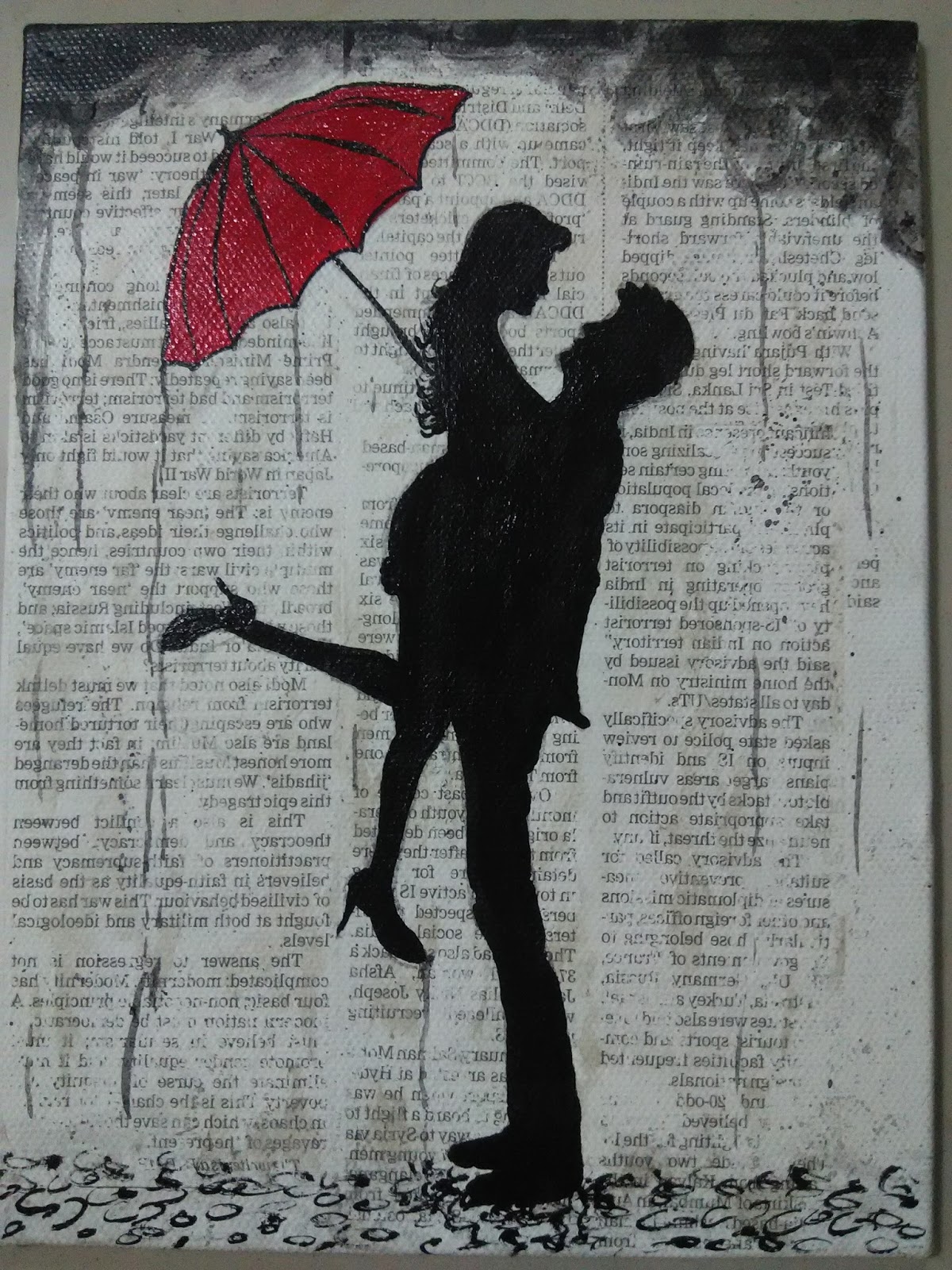 1200x1600 Red Umbrella - Red Rain Painting
