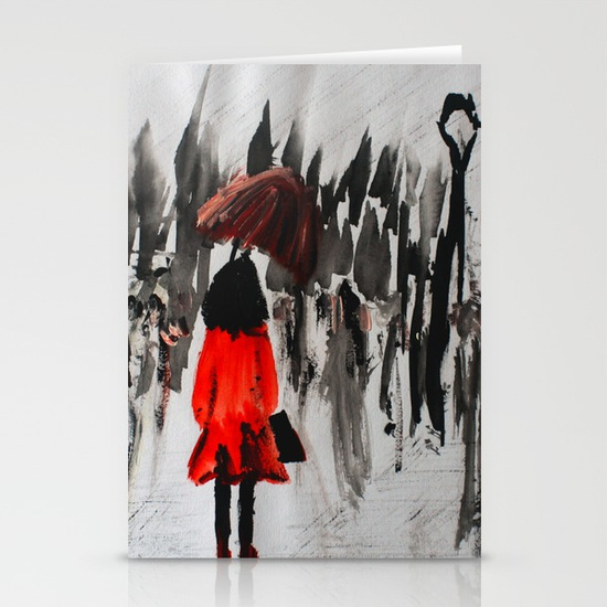 550x550 The Girl In The Red Rain Coat (Part 3) Fine Art Acrylic Painting - Red Rain Painting