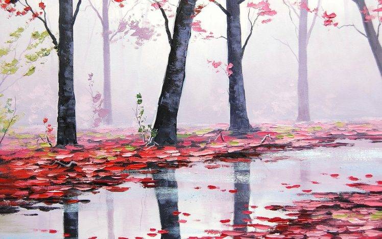 748x468 Nature, Red, Rain, Painting, Graham Gercken Wallpapers Hd - Red Rain Painting