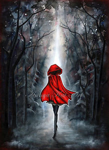 218x300 Little Red Riding Hood ~ Dark Fairy Tale Fantasy Painting ~ Modern - Red Riding Hood Painting