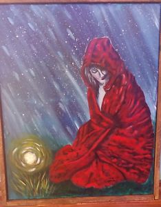 234x300 Acrylic Painting Little Red Riding Hood On Canvas And Framed Ebay - Red Riding Hood Painting