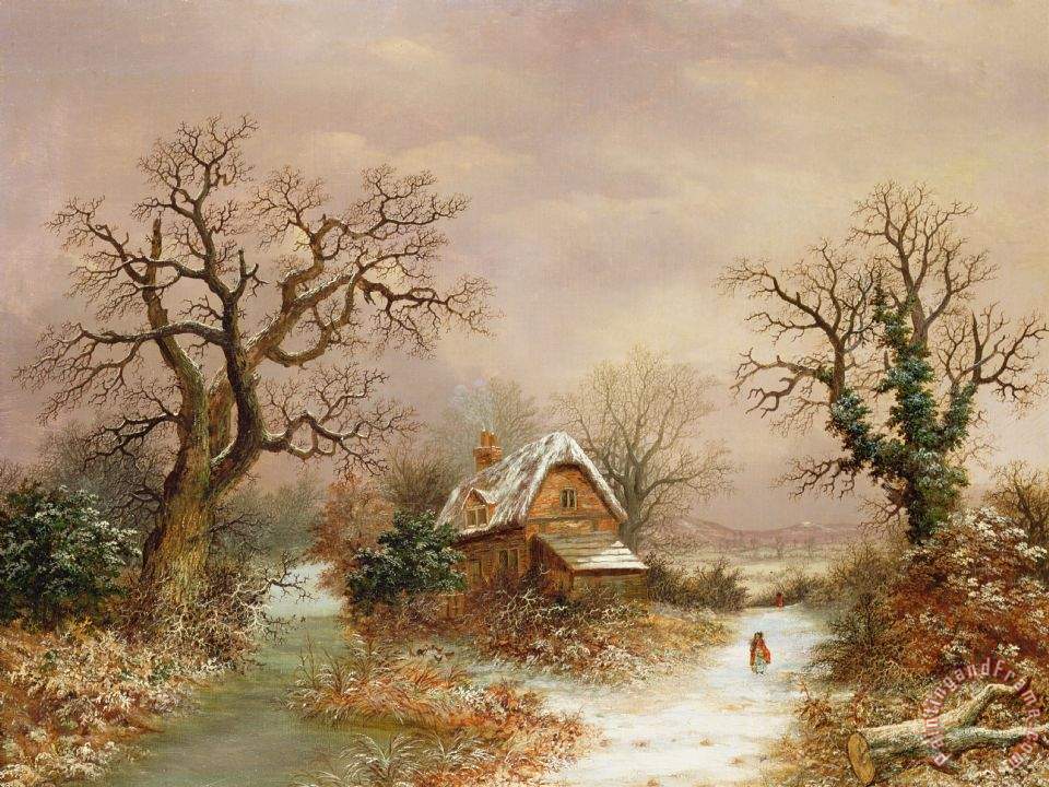 960x720 Charles Leaver Little Red Riding Hood In The Snow Painting - Red Riding Hood Painting