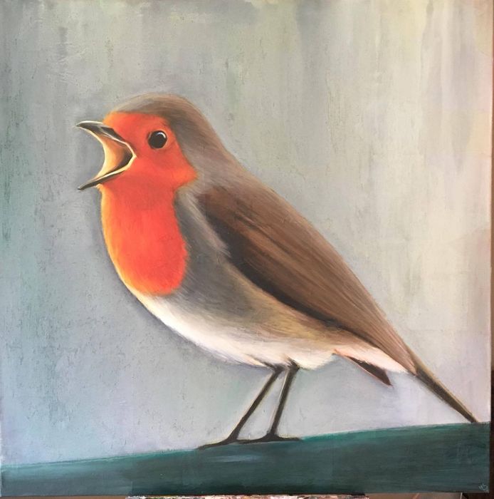 694x700 Noortje Sala - Red Robin Painting