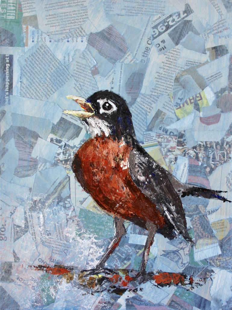 770x1027 Saatchi Art Red Robin Painting By Clancey Keniston - Red Robin Painting