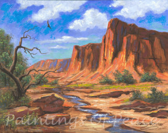 340x270 Original Painting Desert Painting Red Rock Painting - Red Rock Painting