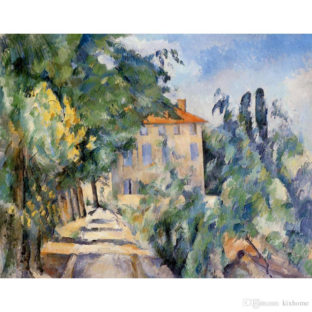 1000x1000 Paul Cezanne Paintings House With Red Roof Abstract Landscapes Art - Red Roof Painting