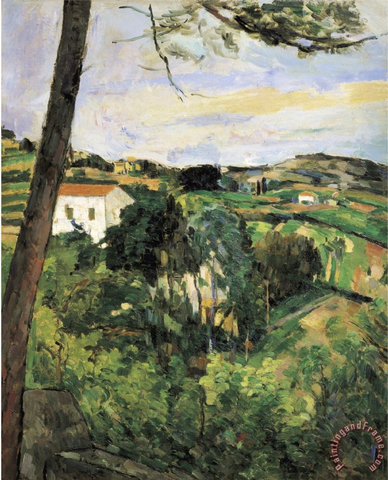 775x960 Paul Cezanne Pine Tree - Red Roof Painting