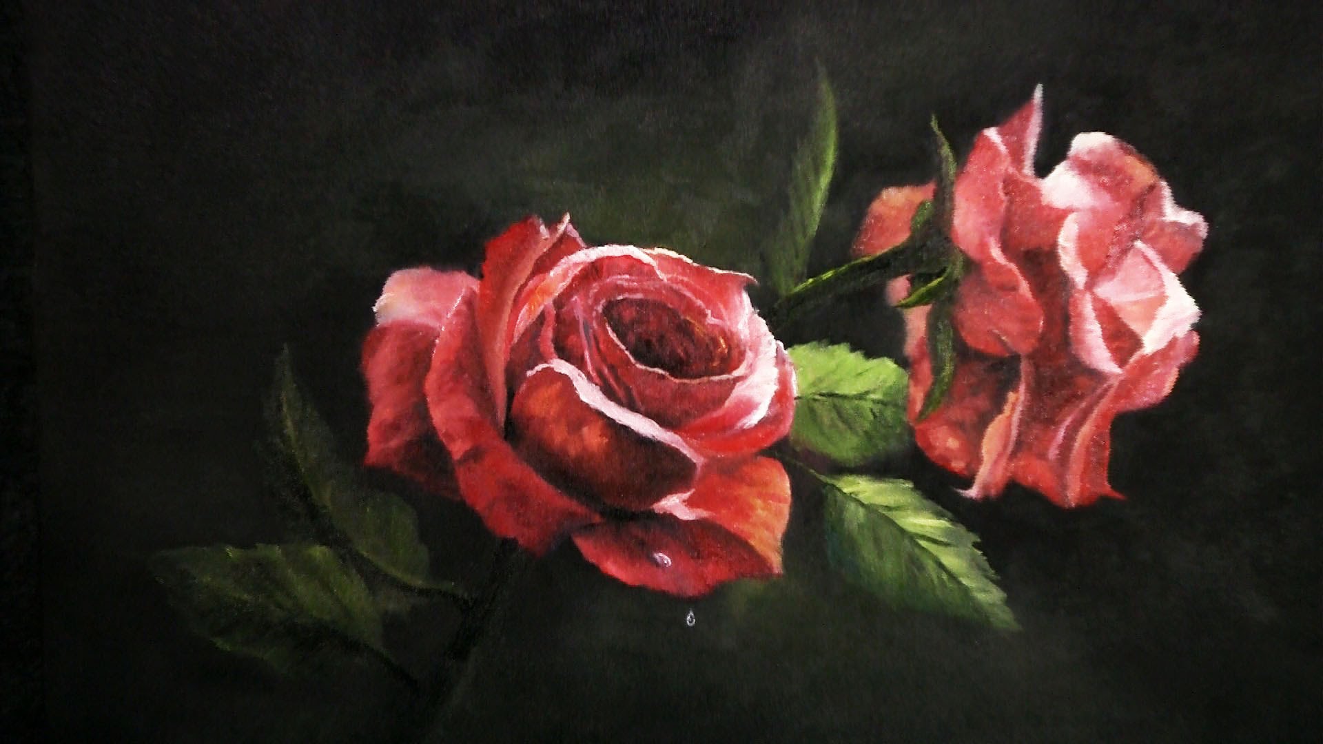 1920x1080 Paint With Kevin Hill - Red Rose Oil Painting