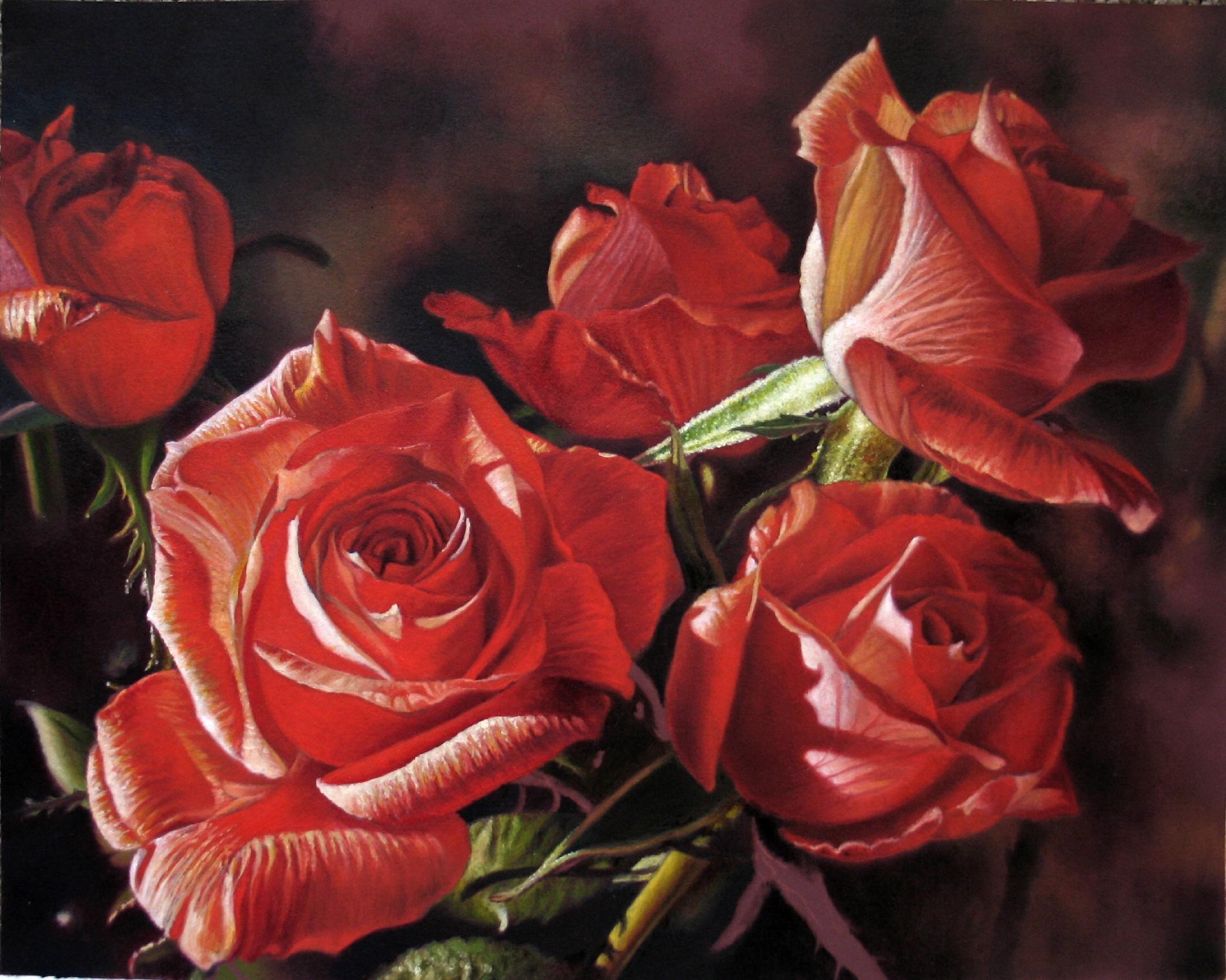 2087x1668 Red Roses Oil Painting Stephen Shooter Foundmyself - Red Rose Oil Painting
