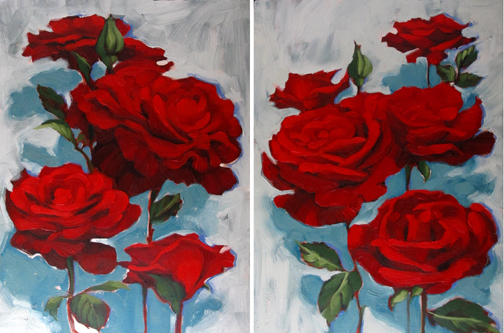 504x333 Diane Hoeptner Garden Roses Oil Painting Big Pretty Red Roses - Red Rose Oil Painting