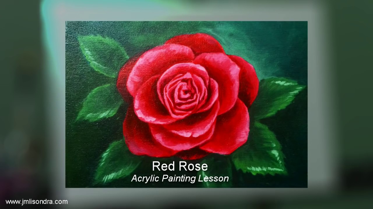 1280x720 Acrylic Painting Lesson - Red Rose Painting