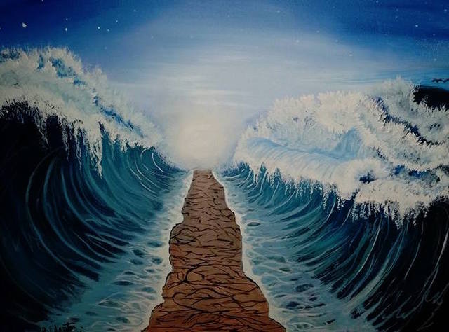 640x474 Rebecca Edenton Artwork Parting Of The Red Sea Original - Red Sea Painting