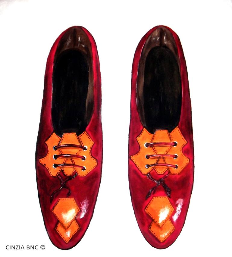 770x853 Saatchi Art Red Shoes Painting By Cinzia Bianucci - Red Shoe Painting