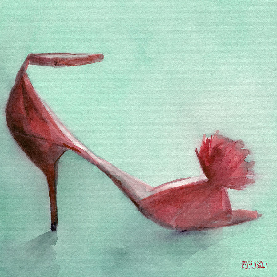 900x900 High Heel Red Shoes Painting Painting By Beverly Brown Prints - Red Shoe Painting