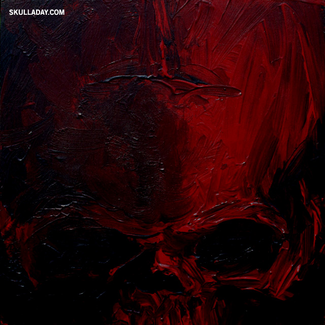 640x639 100 Painted Skulls - Red Skull Painting