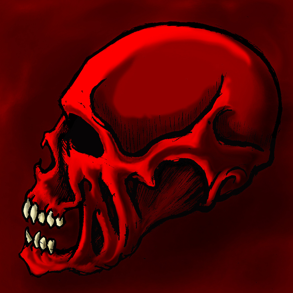 1024x1024 Red Skull Digital Painting 2012, Photoshop Ashley Russell - Red Skull Painting