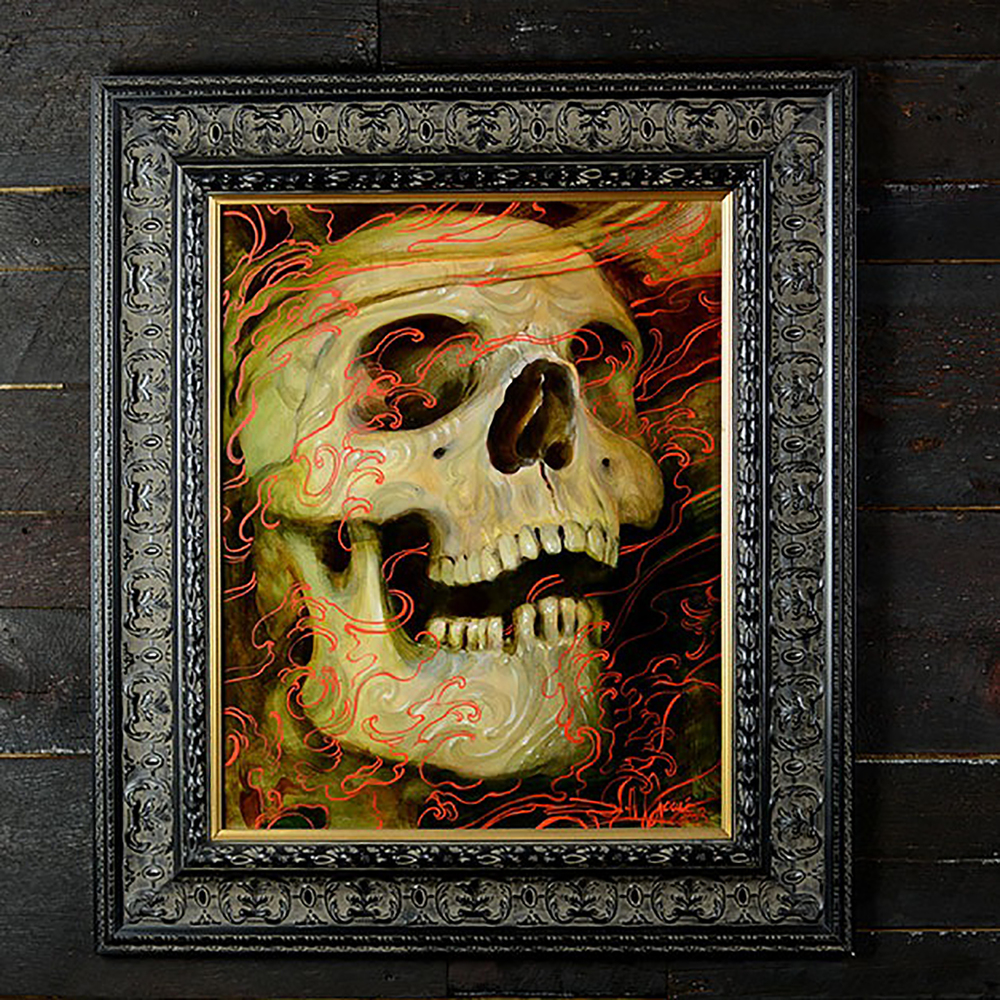 1000x1000 Red Wave Skull' Original Painting By Jeff Gogue Unicycle Brand - Red Skull Painting