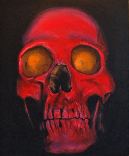 414x500 Large Red Skull Painting By Lucyxv On Etsy, Things I - Red Skull Painting