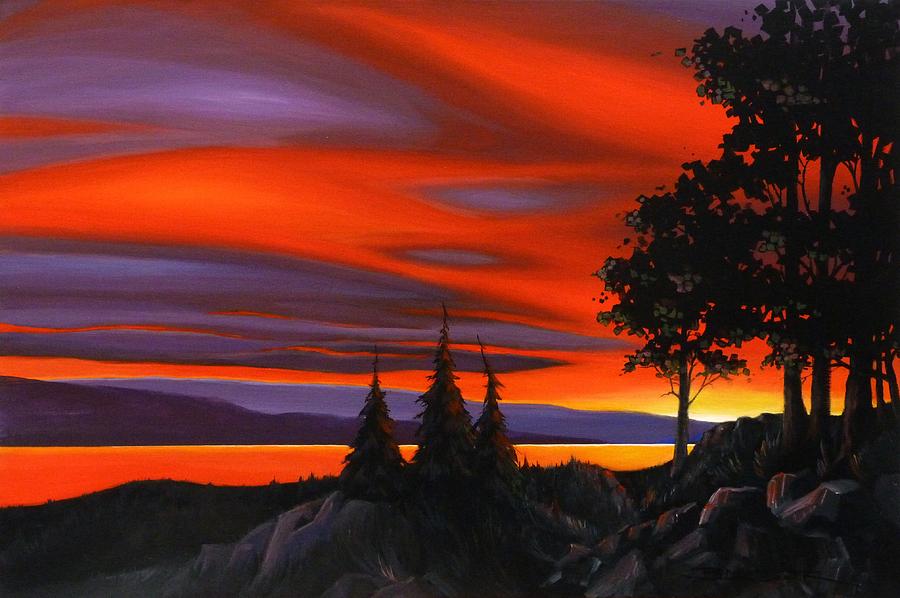 900x598 Red Sky At Night Painting By Birgit Coath - Red Sky Painting