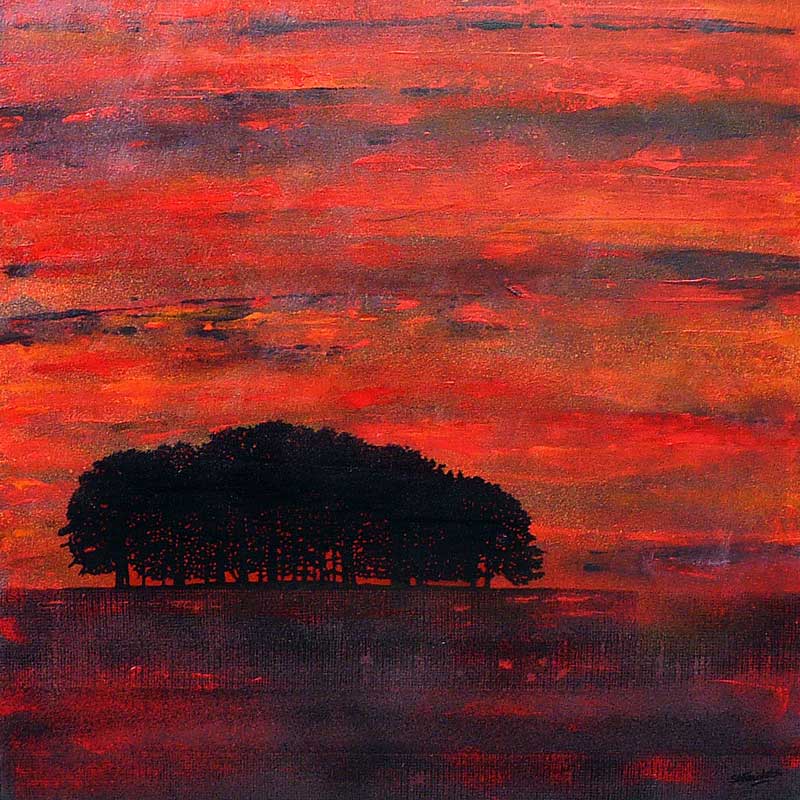 800x800 Red Sunset - Red Sky Painting