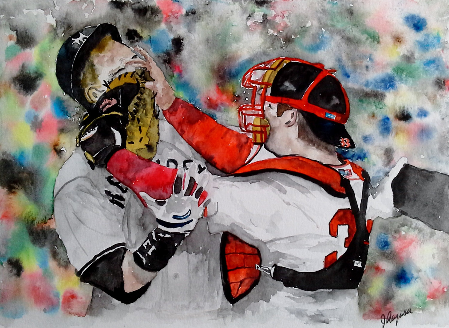 1500x1098 Boston Red Sox Red Sox Fenway Park Art Boston Original - Red Sox Painting