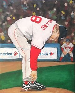 241x300 Curt Schilling Bloody Sock Red Sox Painting Art Print 2004 World - Red Sox Painting