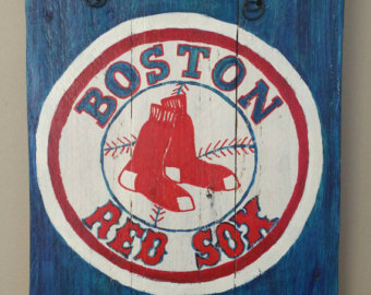 340x270 Boston Red Sox Hand Painted Decorative Wine Bottle - Red Sox Painting