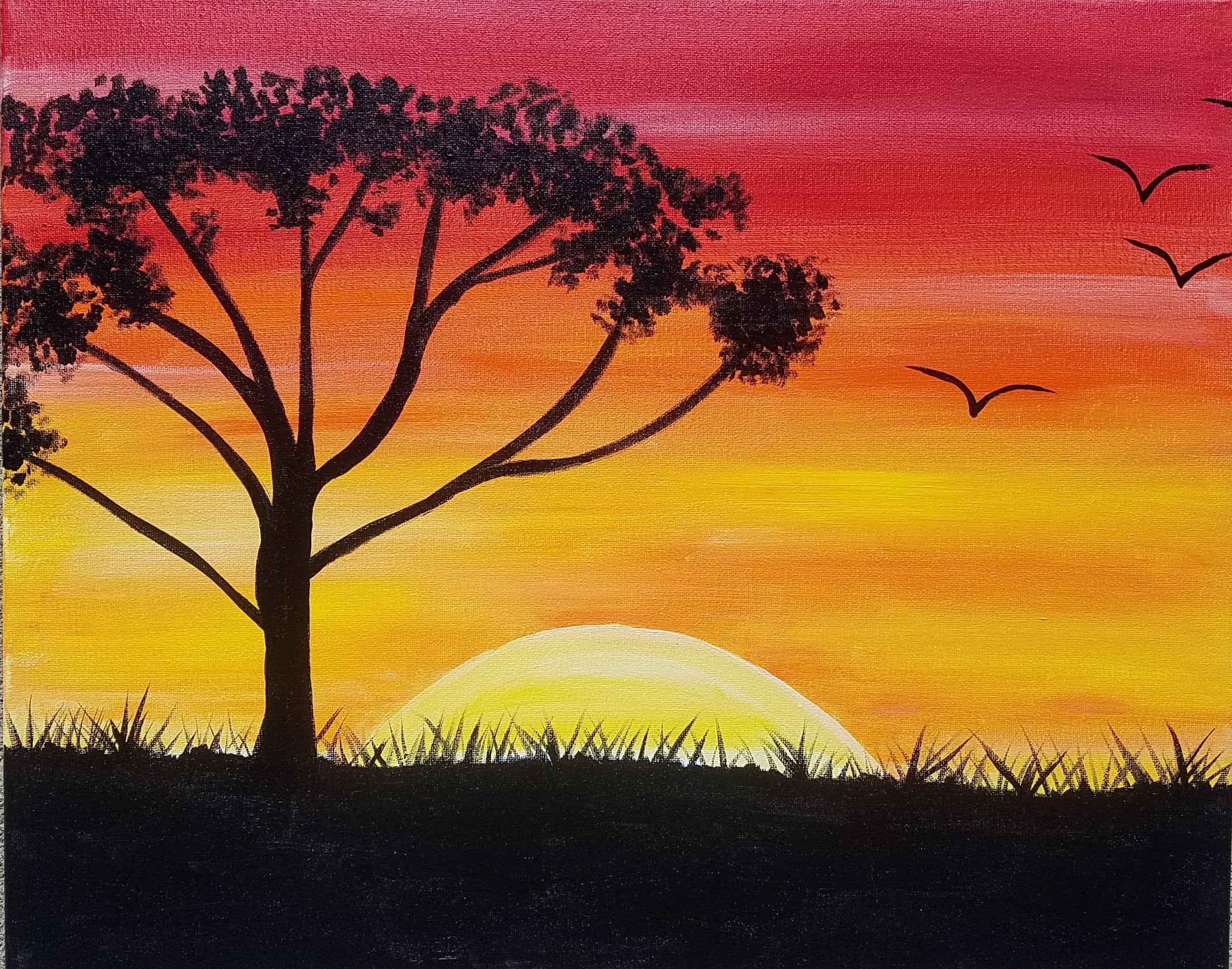 Red Sunset Painting at PaintingValley.com | Explore collection of Red ...