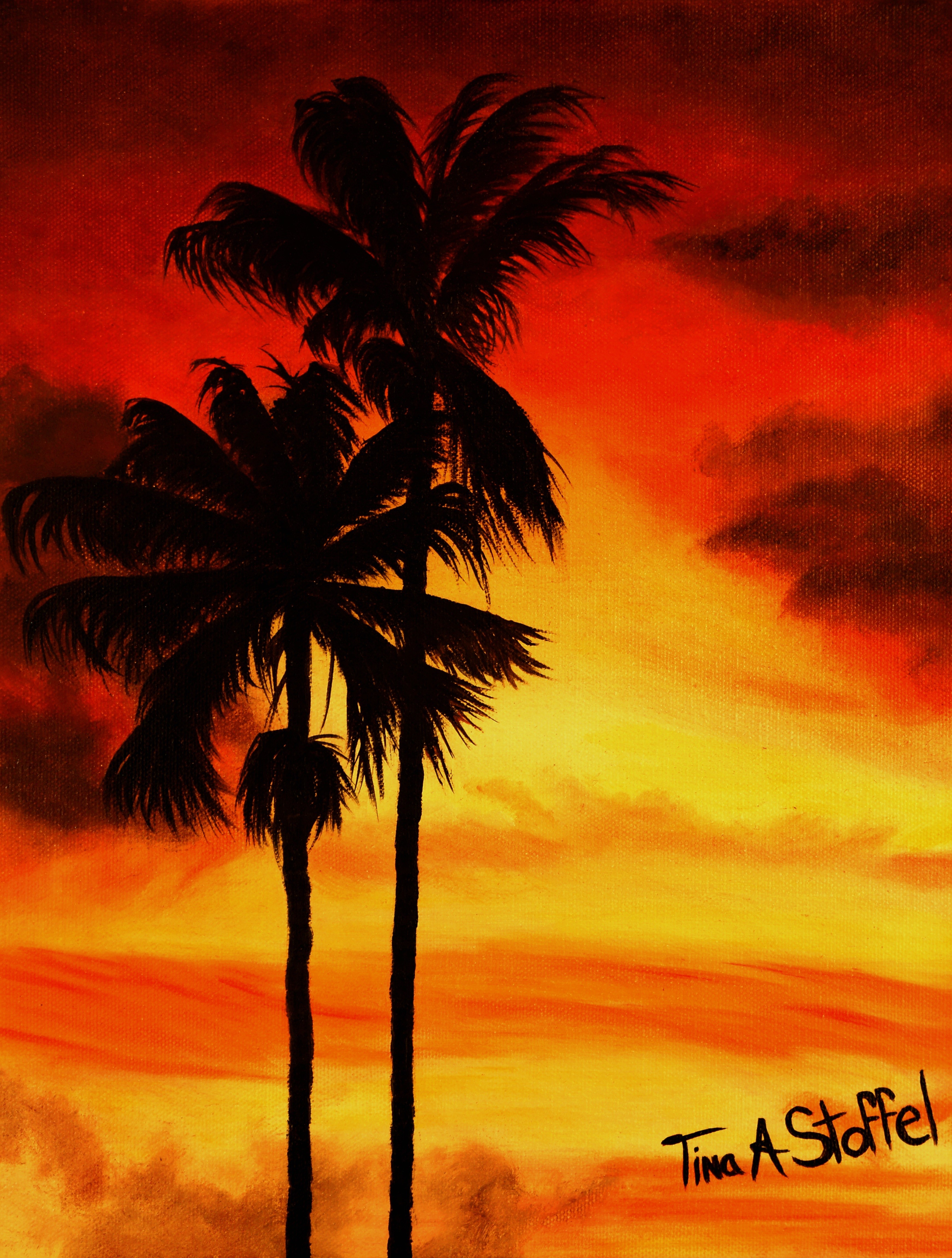 Red Sunset Painting