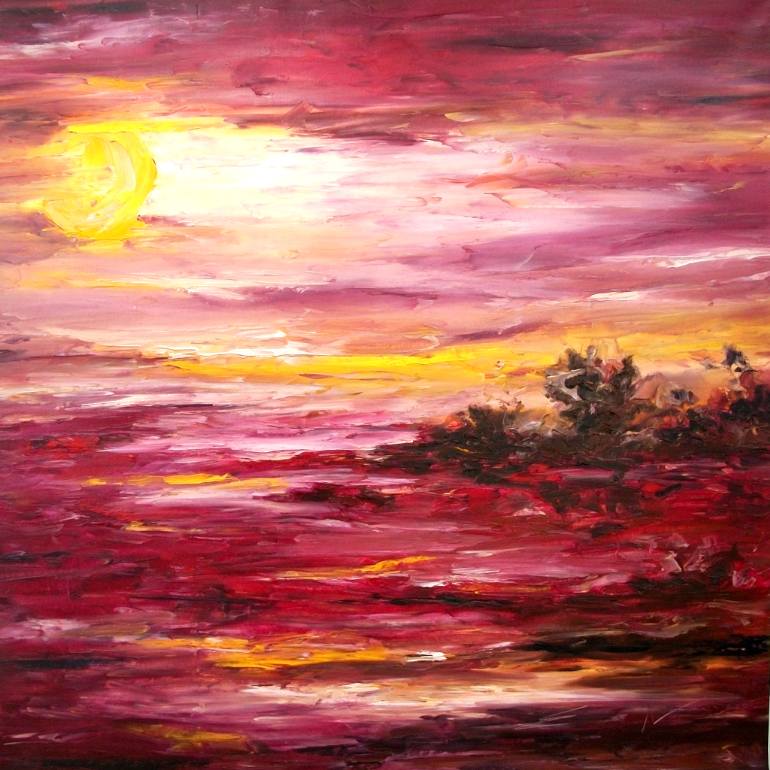 770x770 Saatchi Art Red Sunset Painting By Natalia Esanu - Red Sunset Painting