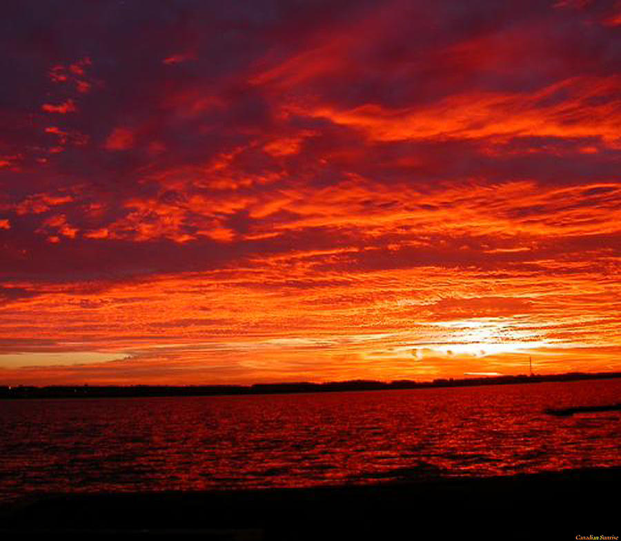 900x783 Canadian Sunset Painting By Lady Red - Red Sunset Painting