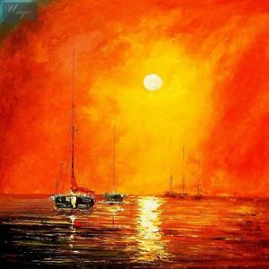 300x300 Modern Art - Red Sunset Painting