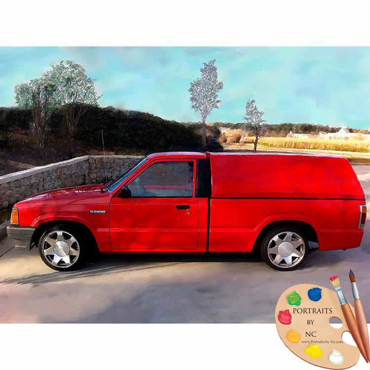 750x750 Red Truck Custom Painting 627 Portraits By Nc - Red Truck Painting