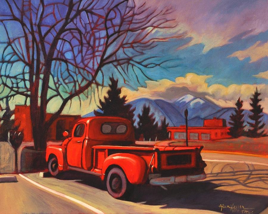 900x720 Red Truck Painting By Art James West - Red Truck Painting