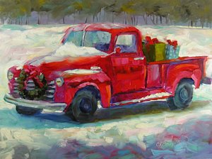 300x224 Red Truck Paintings - Red Truck Painting