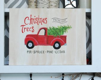 340x270 Red Truck Painting Etsy - Red Truck Painting