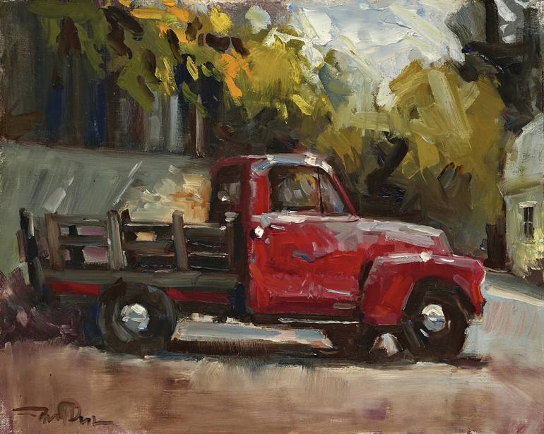 770x615 Saatchi Art Red Truck Painting By Jason Prigge - Red Truck Painting