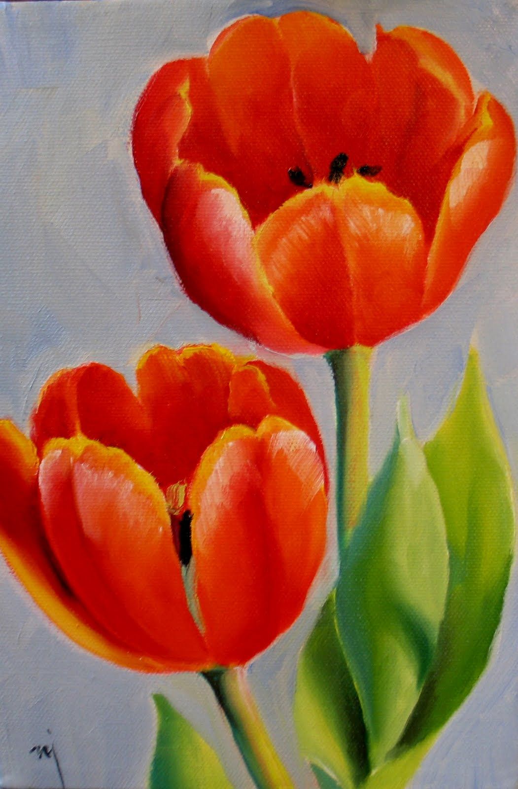 1051x1600 Nel's Everyday Painting Red Tulips, Na Canvas Art - Red Tulip Painting