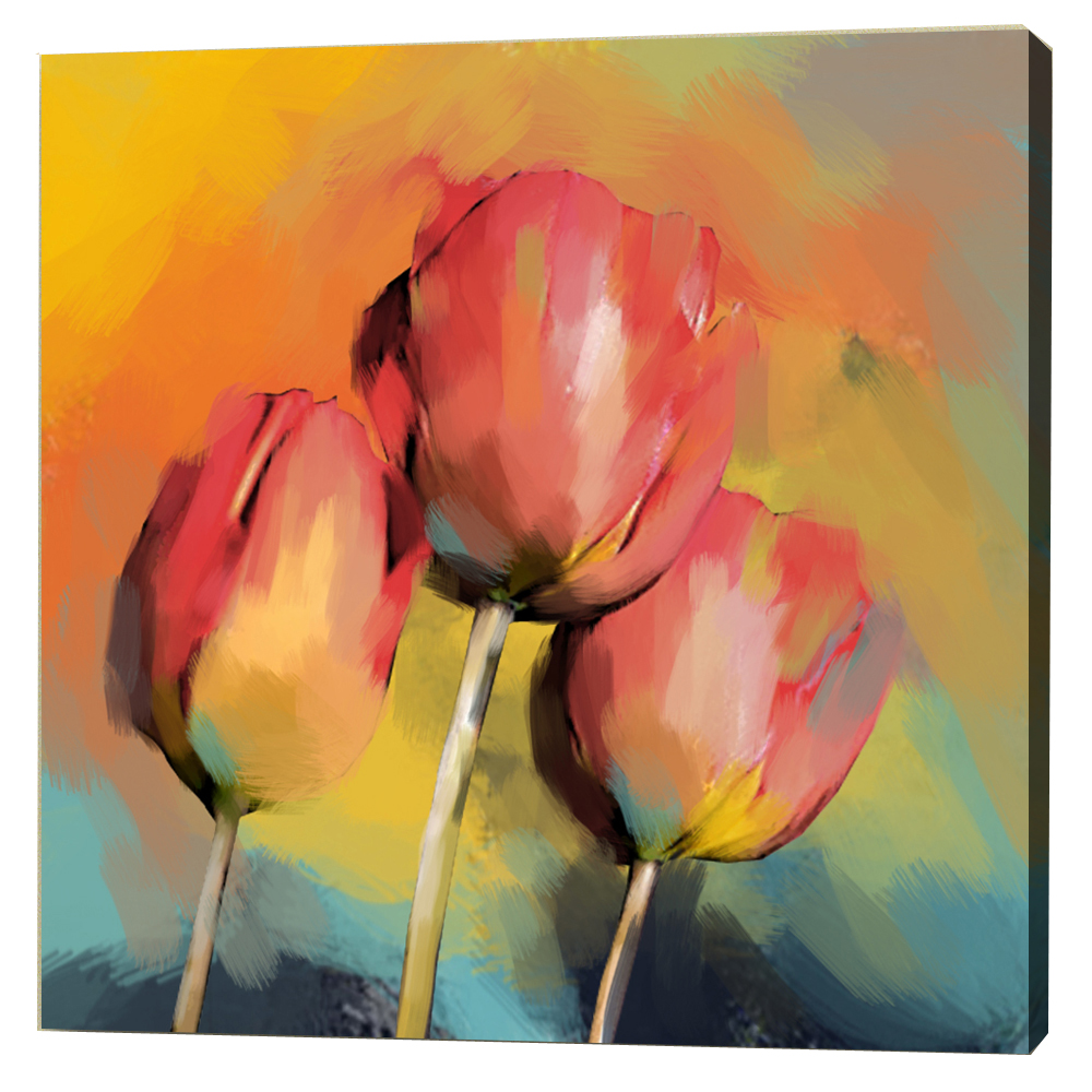 1000x1000 Painting Three Red Tulips - Red Tulip Painting