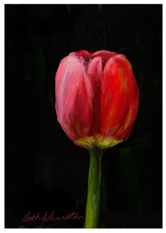 642x900 Red Tulip Painting By Beth Johnston - Red Tulip Painting