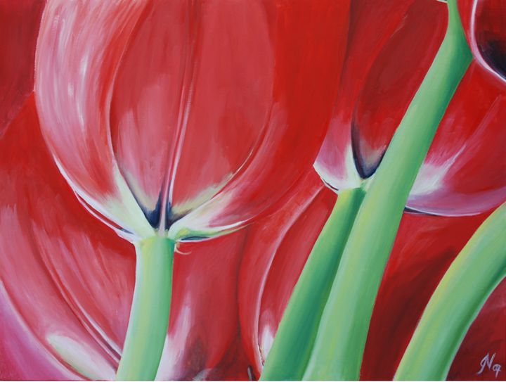 720x543 Red Tulips Painting - Red Tulip Painting