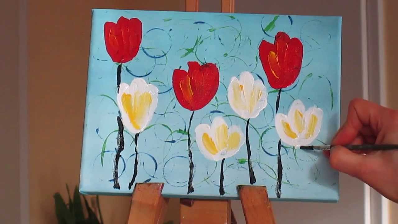 1280x720 Tanja Bell How To Paint White And Red Tulips Painting Technique - Red Tulip Painting