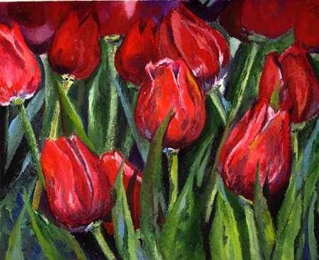 450x367 Texas Contemporary Fine Artist Laurie Pace Red Tulips Painting By - Red Tulip Painting