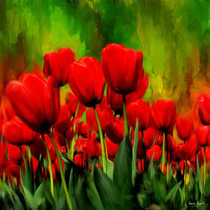 300x300 Tulip Field Paintings Fine Art America - Red Tulip Painting