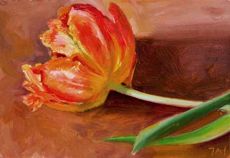 467x320 Daily Paintings Red Tulip Postcard From Provence - Red Tulip Painting