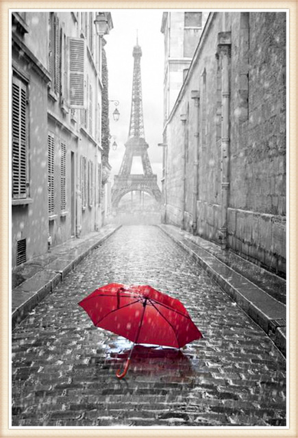 435x640 5d Diy Diamond Painting Eiffel Tower Red Umbrella Cross Stitch - Red Umbrella Painting